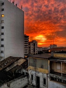 Fiery sunset in Faro Portugal - Oct  OC