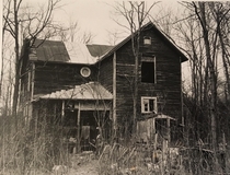 Film photograph of an abandoned house