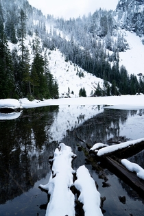 Finally got around to hiking in the snow at Heather Lake in Washington 