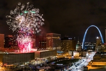 Fireworks over Kiener Plaza St Louis Missouri