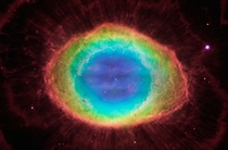 First image of the Hubble Telescope Advent Calender Composite image of the Ring Nebula 