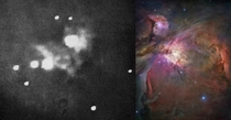 First photo ever taken of the Orion Nebula in  vs a recent one