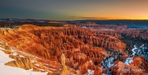 First rays of sun at Inspiration Point in the incredible Bryce Canyon Utah 