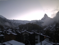 First snow of the year in Zermatt Switzerland - from the Hotel Bristol Webcam  minutes ago Link in Comments