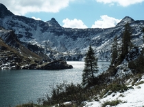 First snow of the year Laghi Gemelli Italy 