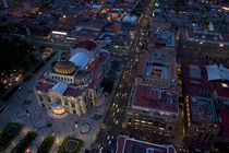Flying above Bellas Artes Mexico City 