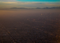 Flying into Los Angeles at sunset 