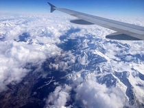 Flying over the Alps on my way to Venice Italy 