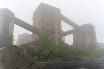 Foggy day at the old abandoned iron mine 