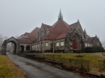 Foggy morning at an abandoned church in Pennsylvania 