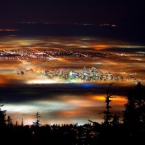Foggy night in Vancouver BC  