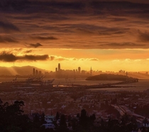 Foggy sunset in San Francisco