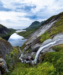 Following the waterfalls of Lofoten Norway 