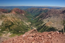 For those of you that are tired of the usual photos of the Maroon Bells here is the view from the summit North Maroon looking down 