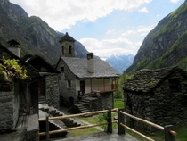 Foroglio a tiny stone village in the italian speaking Ticino area of Switzerland 