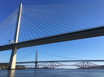 Forth Bridges Scotland - cantilever suspension and cable-stayed spanning three centuries 