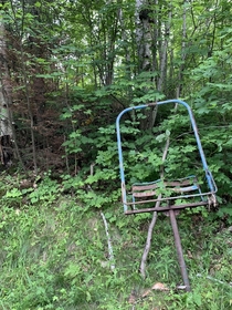 Found this abandoned ski lift seat up in the Upper Peninsula of Michigan