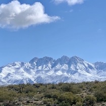 Four Peaks Covered in Snow Arizona 