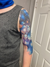 Freehand space tattoo that Im doing for a client