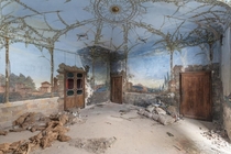 Fresco painting in an abandoned mansion in Europe photographed by Romain Veillon 