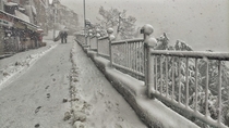 Fresh snowfall in a small town in Western Himalayas