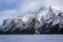 Frozen Lake Minnewanka Banff National Park Canada 