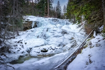 Frozen Upper Bass Creek Falls Montana 