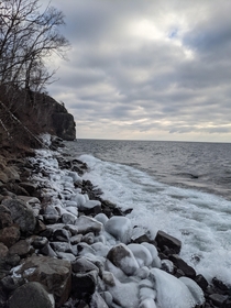 Frozen winter shores of Lake Superior