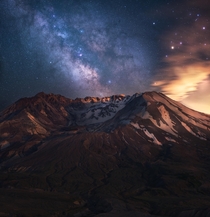 Funny how we gravitate towards the things that cause the most destruction in our lives The Milky Way erupting over Mt St Helens Washington 