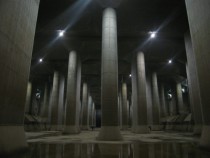 G-Cans Project Japan worlds largest underground flood water diversion facility - this image is with people it shows scale of this structure 
