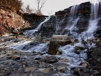 Geary County state fishing lake waterfall in kansas OC