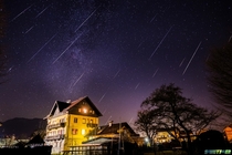 Geminid meteor shower -  trails in  hours - 