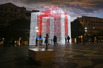 Giant Christmas Present in Lisbon Portugal 