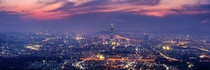Giant nightscape of Seoul seen from Namhansanseong Fortress South Korea 
