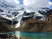 Glacial lake near the Salkantay pass Peru  x