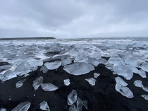 Glacier chunks on Diamond Beach Iceland 