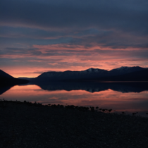 Glacier National Park Montana Lake McDonald had perfectly still water for the sunset  no editing or filters