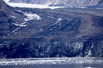 Glaciers are SO dirty at the snout This is Hubbard in Alaska For scale reference the wall is about  feet high OC x