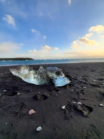 Glaciers scattered all around Diamond Beach Iceland 