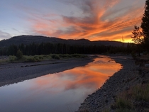 Goodnight Yellowstone Sunset over the Yellowstone River on Night  of an -day Backcountry Expedition 