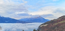Gorgeous mountains over Lake Thun - Interlaken Switzerland 