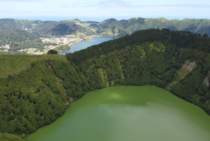 Green Lake Blue Lake Ocean  Sao Miguel Azores Portugal 