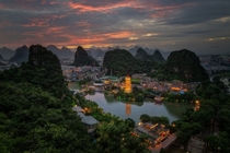 Guilin sunset Guangxi  xpost from rChinaPics