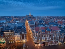 Haarlem Netherlands during blue hour 