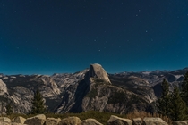 Half Dome and Yosemite Valley under a full moon Yosemite CA 