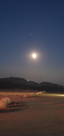 Harvest moon and Mars over the western Nevada desert this morning 