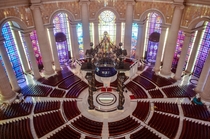 Heart of the Basilique Notre-Dame de la Paix in Yamoussoukro the administrative capital of Cte dIvoire Guinness World Records lists it as the largest church in the world having surpassed the previous record holder St Peters Basilica It has an area of  squ