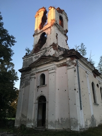 Heavily damaged Church in a small town called Smrti Croatia