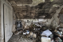 Heavily Decayed Bedroom with a Sweet Ghetto Blaster Inside an Abandoned House 
