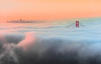 Heavy fog over the Bay Area of San Francisco  by Lou Lu